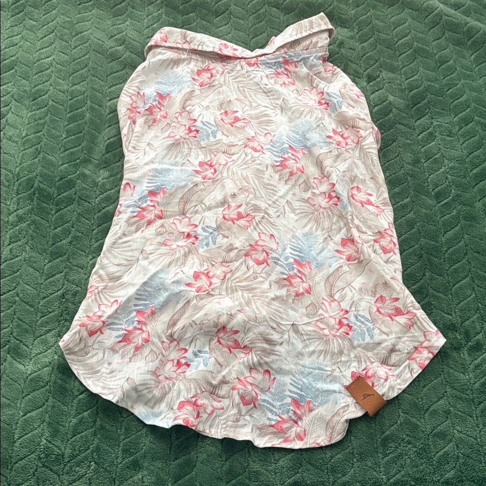 Dog Apparel Clothing Tommy Bahama Floral Print Tan Blue Pink XL - Picture 2 of 6